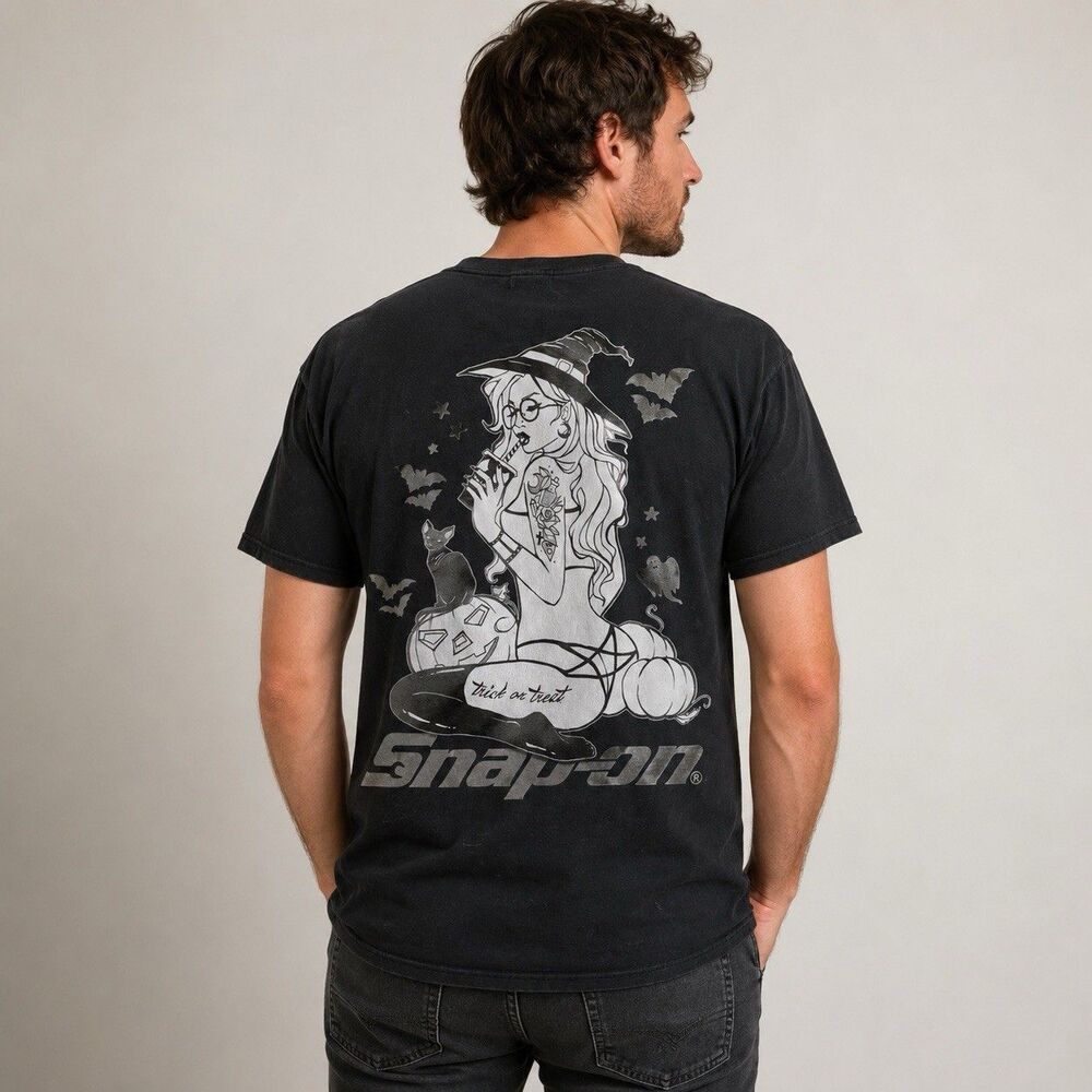 Snap-on Tools Halloween Witch T-Shirt Mens L Black Trick Or Treat Tee